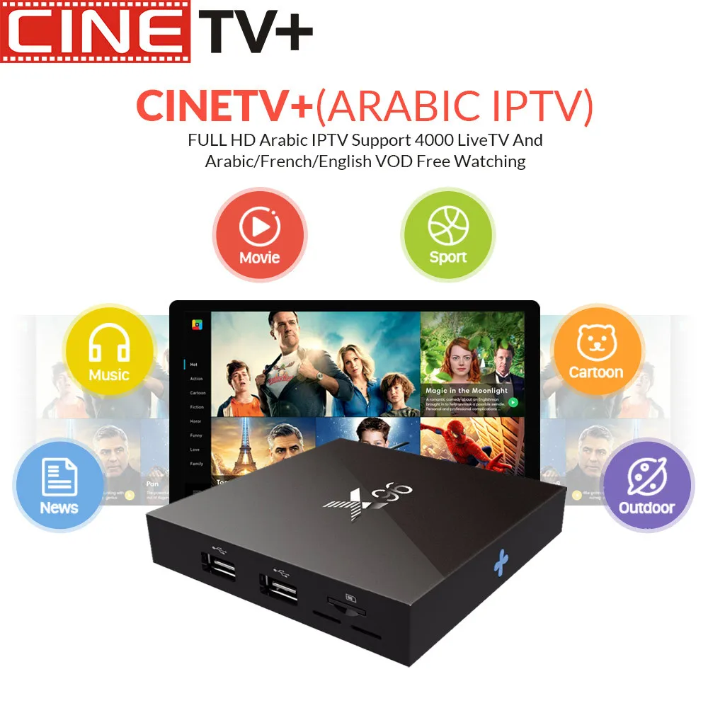 

CINETV Super Stable X96 Android TV BOX With1 Year IPTV Configured Arabic Europe IPTV French IPTV Smart TV Box S905X Set top box