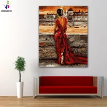 Сделай Сам картина по номерам сексуальный вид сзади красивой женщины в красной картине раскраска краски по номерам с комплектами для декора стен