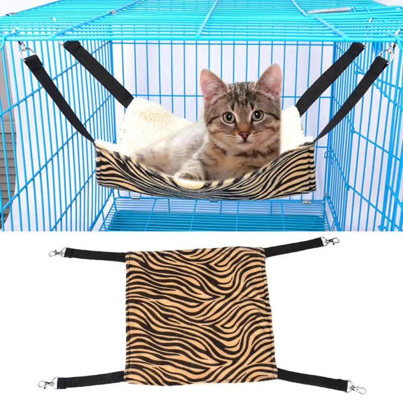 Hot sales Plush Cats Cage Hammock Pet Hanging Bed Zebra Stripe Pattern