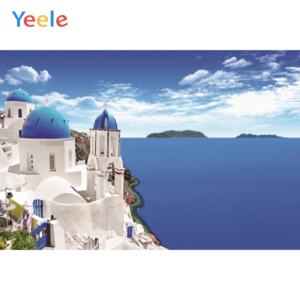 

Yeele Blue Sea Sky Castle Island Travel Portrait Photography Backgrounds Customized Photographic Backdrops For Photo Studio