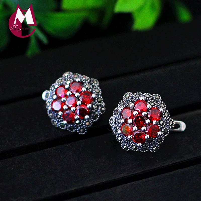 Exquisite 3 Color Natural Zircon Stud Earrings 100% 925 Sterling Silver For Women Jewelry Charm Flower SE18 | Украшения и