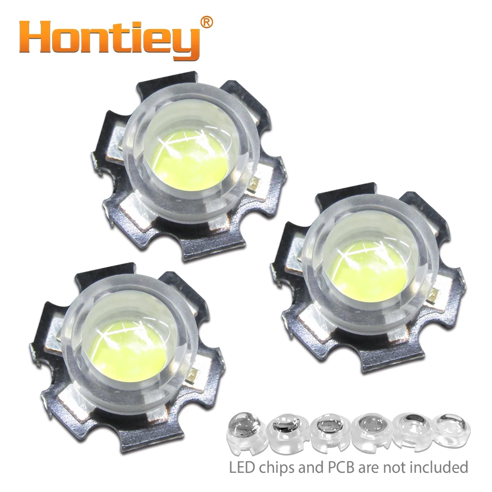 Hontiey 13mm Mini LED Lens 20 30 45 60 100 120 Degree Angle for 1W 3W 5W LED Chips Beads IR PCB Convex Acrylic Reflector