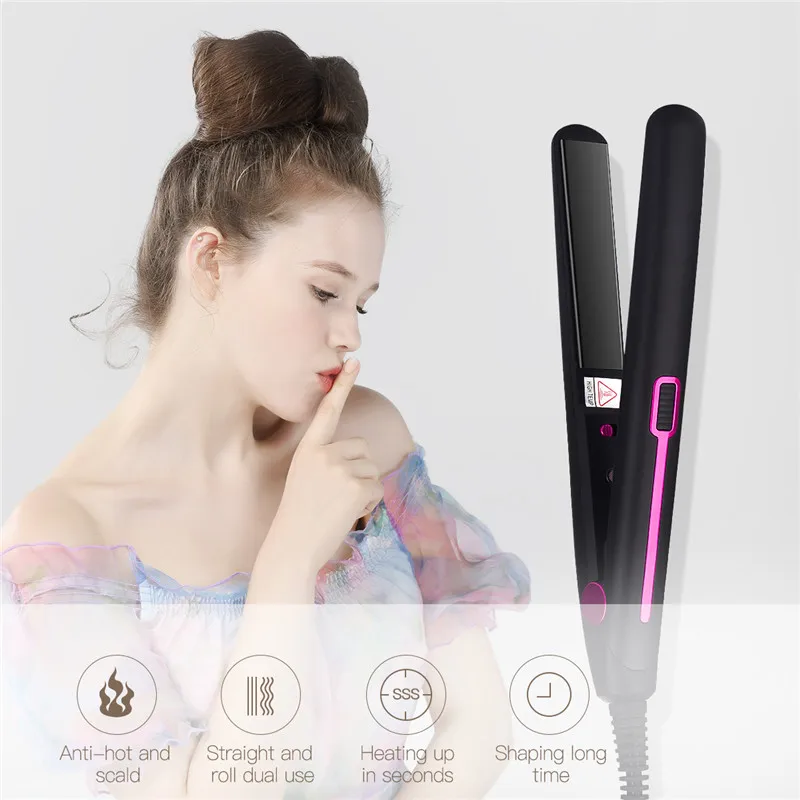 

Portable Mini 2 in 1 Hair Curler Straightener Professional Curling Straightening Corrugated Flat Iron Styling Tools Travel 35
