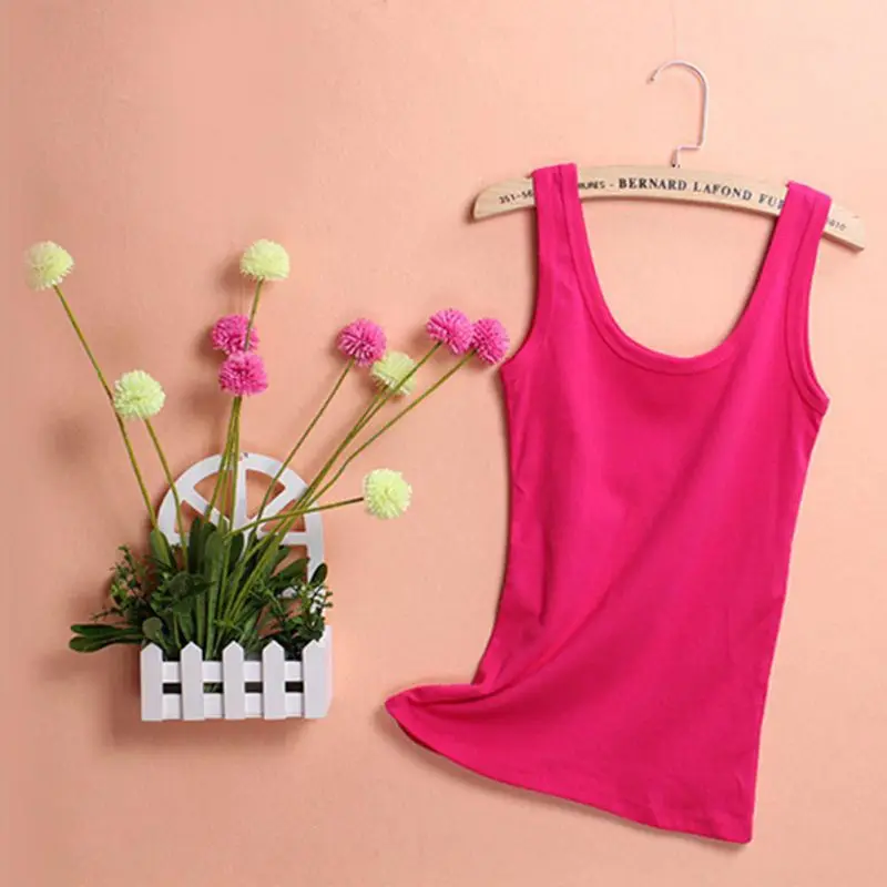 Women Sexy Soft Tops Solid Sleeveless U Croptops Hot Cropped Top Vest Camisole For Ladies 5 Colors