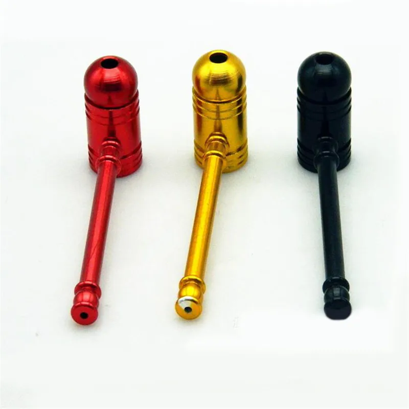 1 Pc Mini hammer Smoking Pipe Metal Aluminum With Lid Herb Hookah Pipa Silver Screen Portable