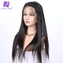 Luffy Indian Silky Straight 13*6 Deep Parting Glueless Lace Front Human Hair Wigs For Black Women With Baby Hair Non-remy Hair