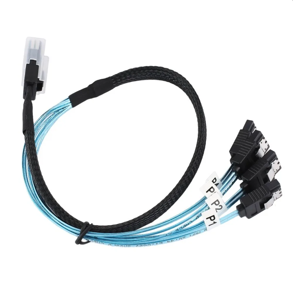

Mini SAS 4i SFF-8087 36P 36-Pin Male to 4 SATA 7-Pin Splitter Adapter Cable 0.5M Connecter Support for 10 GBPs Band
