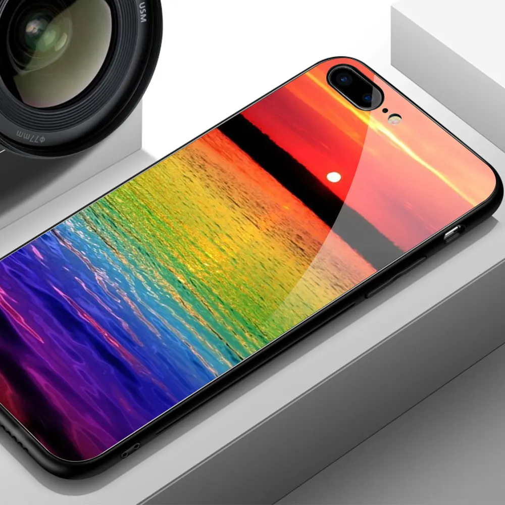 Чехол FinderCase XS MAX для iPhone чехол из закаленного стекла с радужным закатом кошкой