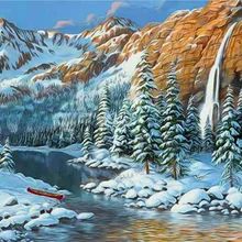 Snowscape in winter Art Ручная роспись креативная цифровая картина маслом DIY живопись по номерам 24 цвета пигментная щетка живопись