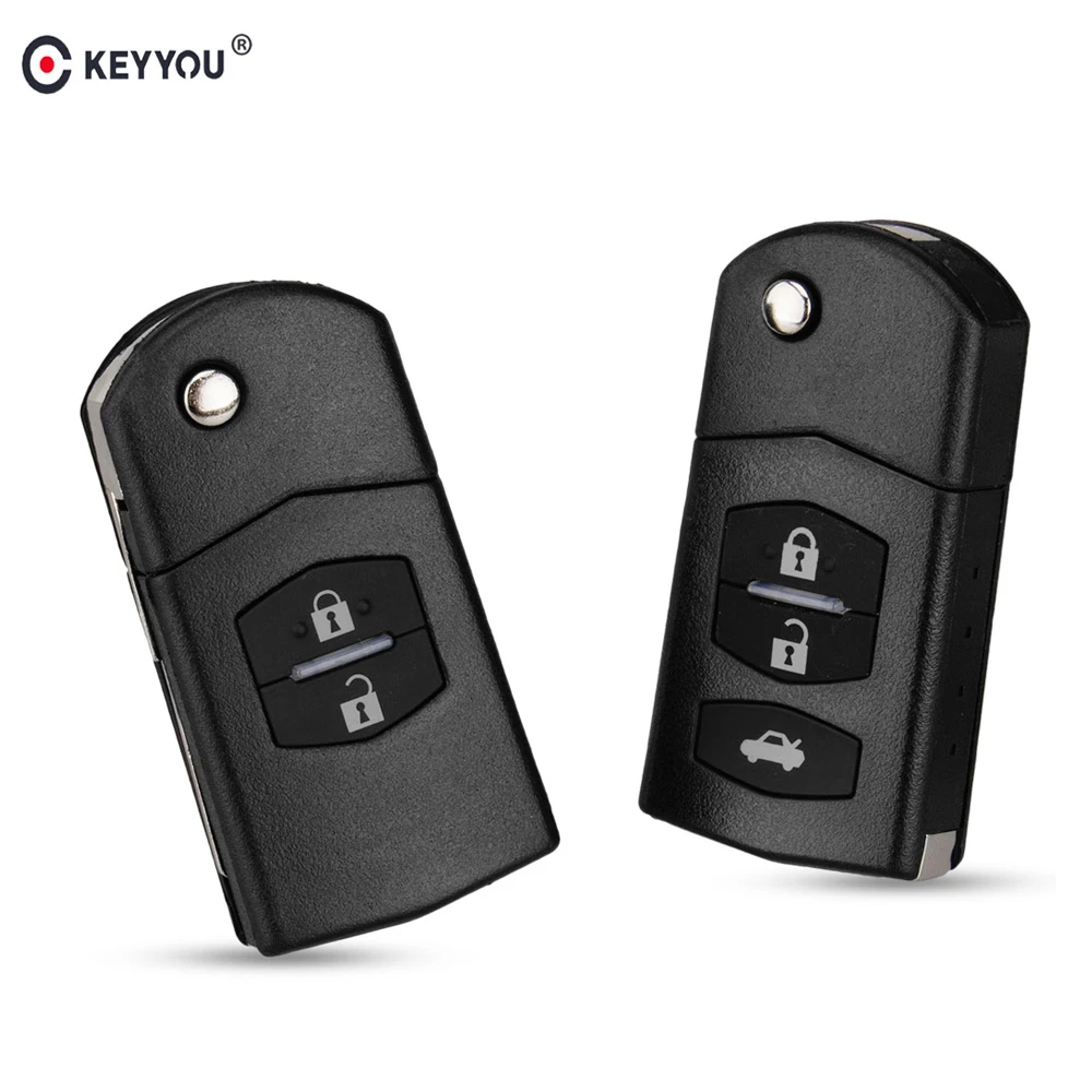 3 Buttons Flip Remote Key Case Shell Blade Fit For Mazda 2 3 5 6 8 MX5 CX7 LOGO