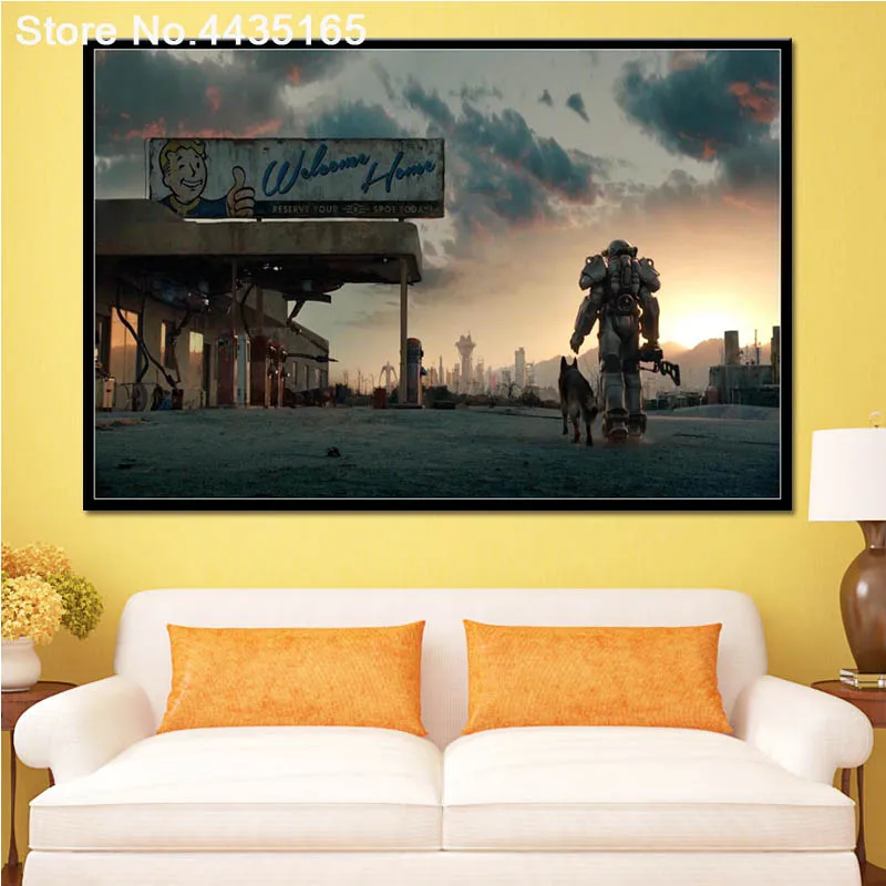 Fallout видео игры плакат мистер галька кошка плакаты и принты стены искусства холст картина Детская комната декоративный домашний декор - Цвет: Красный