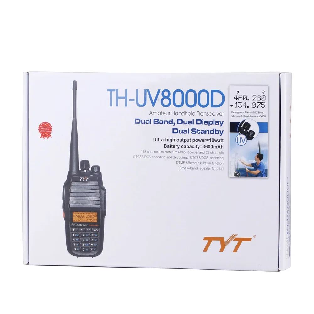 TYT TH-UV8000D 10 Вт портативная рация с перекрестными полосами reapter 3600 мАч батарея uhf vhf Двухдиапазонная 10 км дальность THUV800D двухстороннее радио