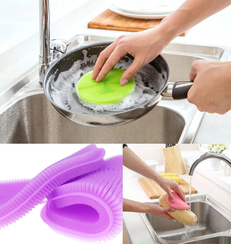 

1pcs Silicone household Kitchen Cleaning Brush Bowl Brush Bowl Dishing Cleaning Tools Household Kitchen Pot Pan Washing Tool