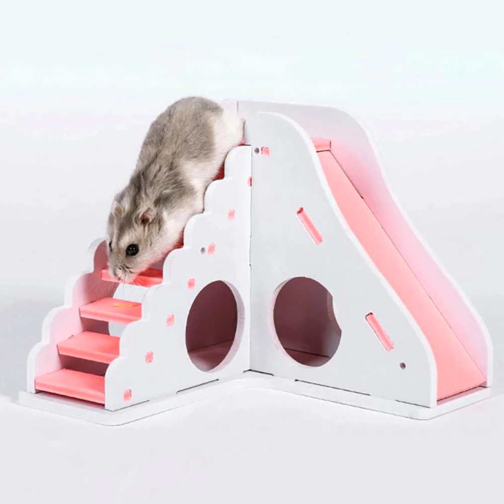 Маленький Домашний Хомяк Мыши белка деревянная лестница лестницы играть игрушка гнездо декор для клетки
