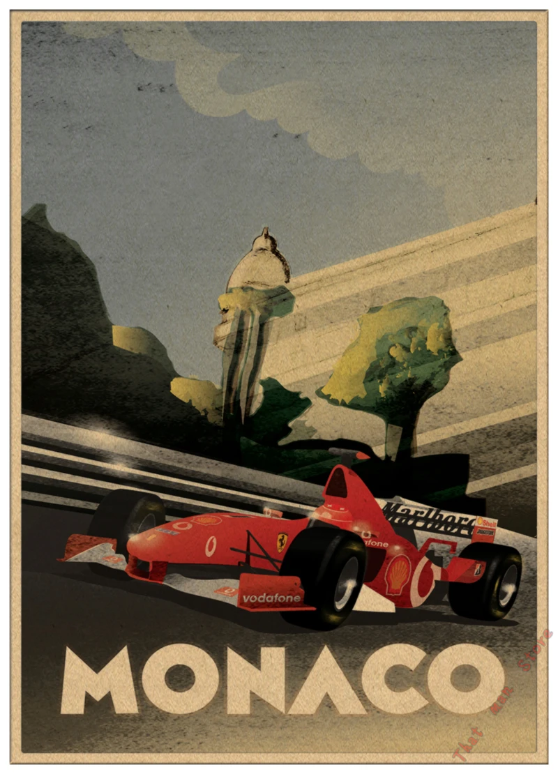 Супер гоночный Ретро мотор Monaco 1937 старинный автомобиль для путешествий, классический винтажный постер, сделай сам, домашний декор из крафт-бумаги