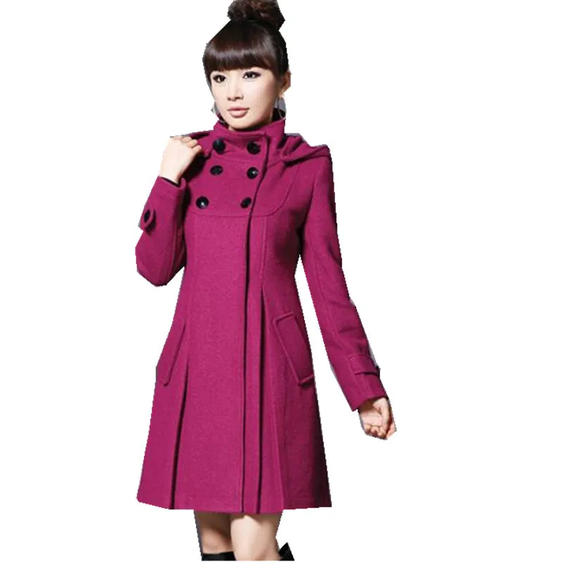 Новинка, модное длинное пальто для женщин, весна-осень, Женское шерстяное пальто, женское двубортное пальто - Цвет: 5