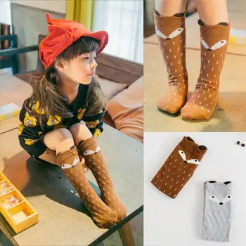

Baby Calcetines Girls Boy Cartoon Fox Design Knee Autumn Winter Warmers Stockings Kids Cotton Warm Hose Christmas Gifts For baba
