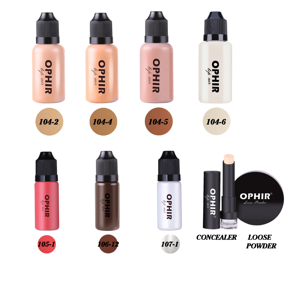 OPHIR Airbrush Makeup Set with Foundation Blush Eyeshadow Loose Powder Concealer Pen Makeup Tool Airbrush for OP-MK005B