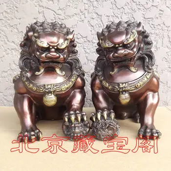 

The copper lion palace decoration brass casting large no base palace lion lion 25cm high house decoration