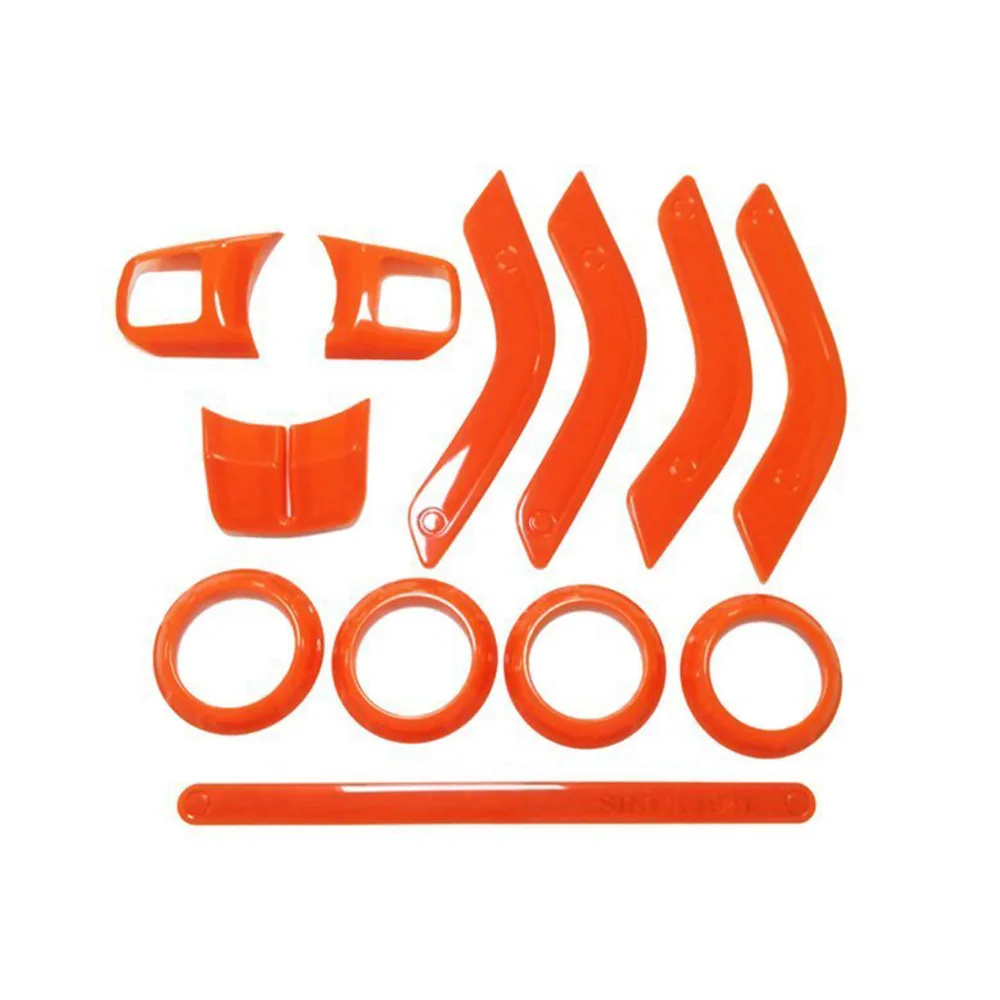 12 шт. оранжевый ABS руль отделка Кондиционер Vent интерьера аксессуары дверная ручка крышки Наборы для Jeep Wrangler JK 11-18