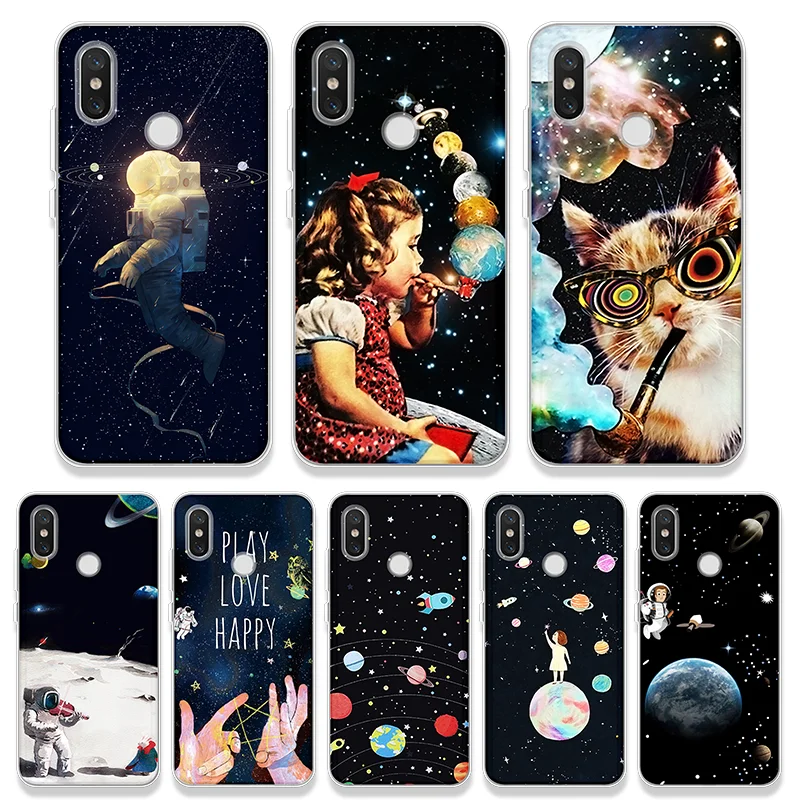 

Moon Patterned Case For Xiaomi Redmi S2 6 7 Go Mi A1 Note 2 3 Mix 2 2S 3 4 4C 5 5S 6 A2 8 Lite Pro 8 9 SE Explorer Play TPU Capa