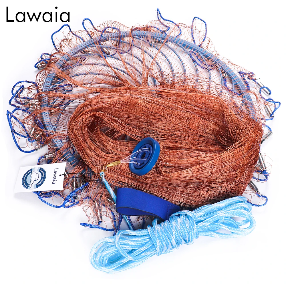Lawaia شباك صيد اليد رمي الصب شبكة مع تحلق قرص قطره 2.4-7.2 m يكون الغطاسون يطير شبكة السمك
