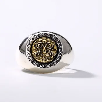 

100% Real 925 Sterling Silver Rings Vintage Beast Lion Jewelry For Man Special Fine Gift FR056