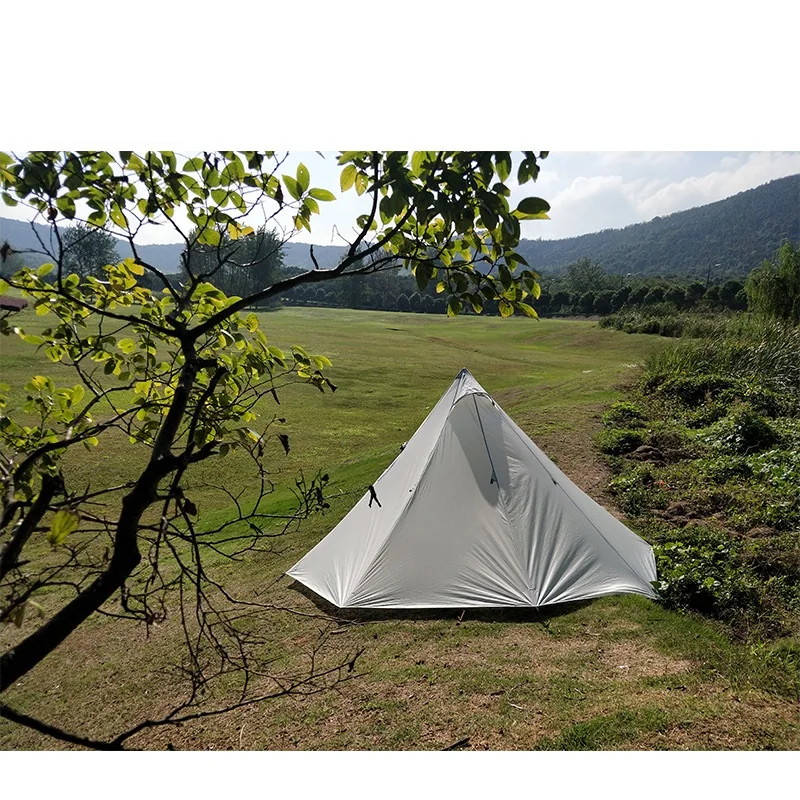 Billig 3 4 Person Ultraleicht Outdoor Camping Tipi 20D Silnylon Pyramide Zelt Große Kolbenstangenlosen Zelt Trekking Wandern Zelte
