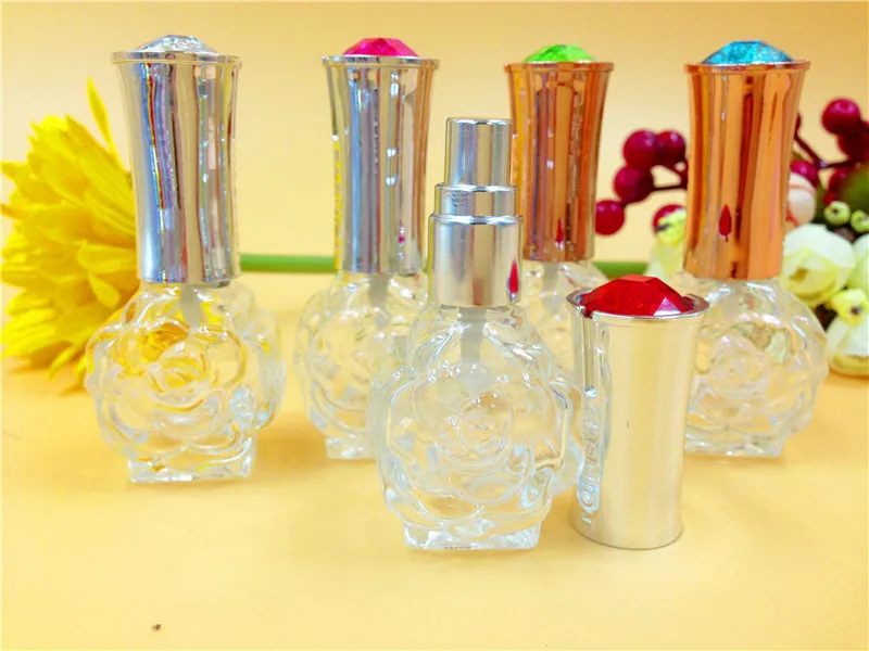 Frascos de Spray de Perfume de Vidro com Tampa de Prata Garrafa de Vidro Nova Portátil Subiu Estilo Atacado Vazio Perfumes & Desodorante 50pcs10ml 1 Spray de Perfume de Vidro Com Tampa