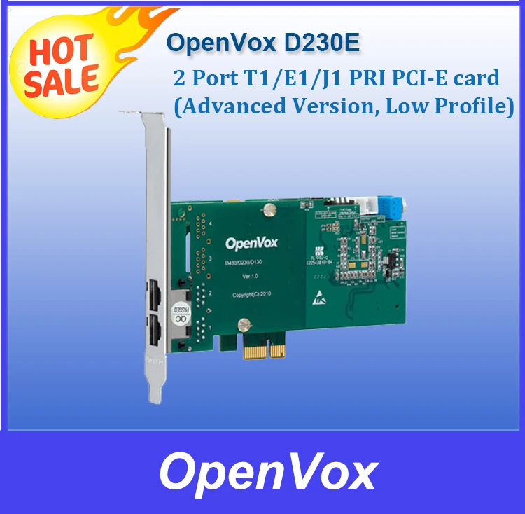OpenVox D230E ---- 2 Порт T1/E1/J1 PRI PCI-E карты (Расширенная Версия низкий Профиль) для PRI/E1/T1 IP-PBX