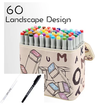 60Landscape Design Touchmark 30/40/60 Цвет Dual Head набор маркеров для живописи алкоголя эскиз Маркеры Ручка для искусства раскрашивания манга дизайн Art Поставщик кисти - Цвет: 60Landscape Design