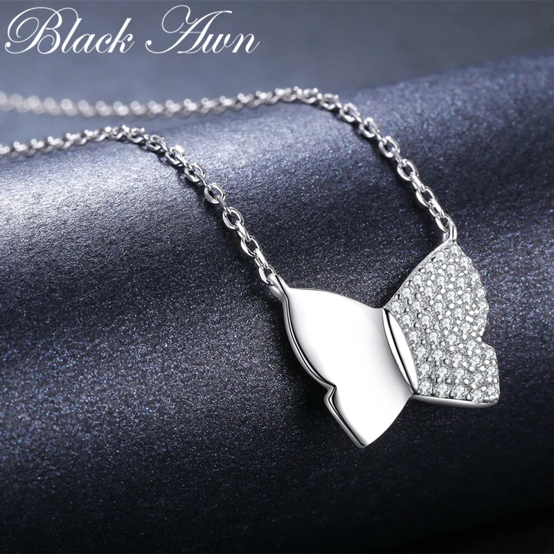 Женское колье с бабочкой BLACK AWN изящное ювелирное изделие из стерлингового