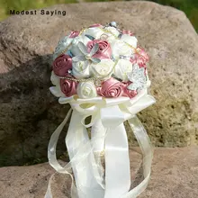 Новое поступление Бледно-розовый Романтический Искусственные цветы кристалл Букеты Свадебные подружки невесты ручной букеты Ramos de Novia