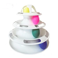 HE забавные игрушки для животных Кот Сумасшедший диск с шариком Интерактивная развлекательная тарелка игровой диск четырехслойная Поворотная игрушка для кошек игра в мозги - Цвет: Белый