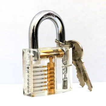 

2018Hot Sale 1Set Transparent Pick Cutaway Visable Inside View Padlock Lock For Locksmith Tools Practice Training Skill