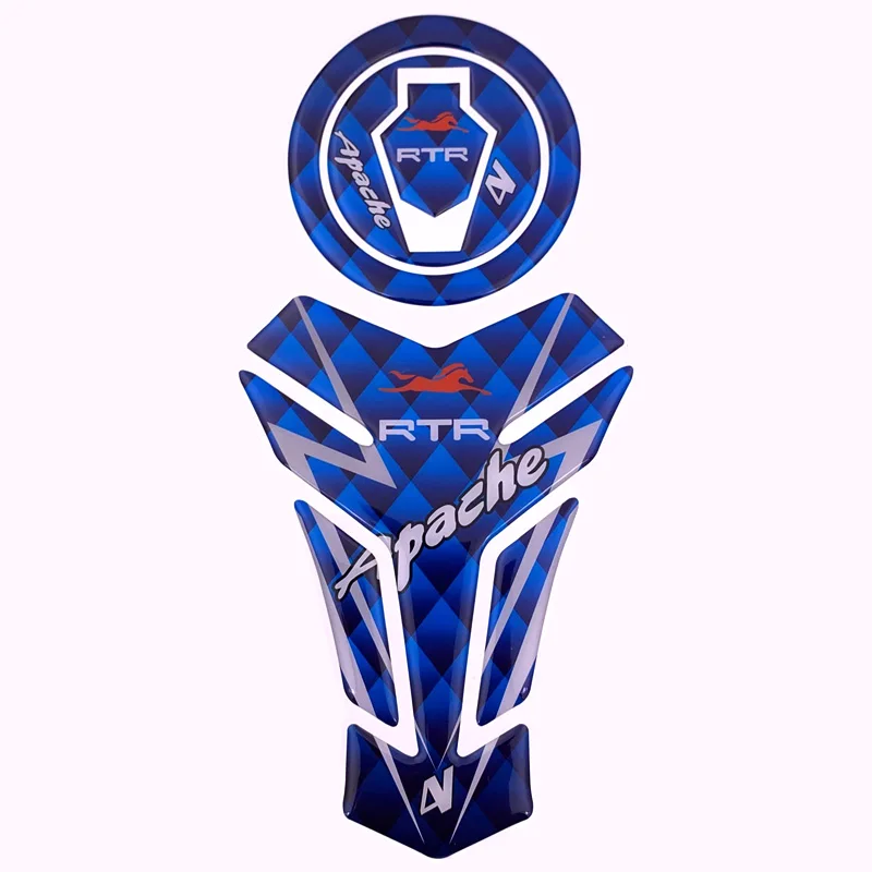 

Combo TVS Apache RTR 200 4V Customize Vinyl Tank Pad Fuel Cap Sticker blue