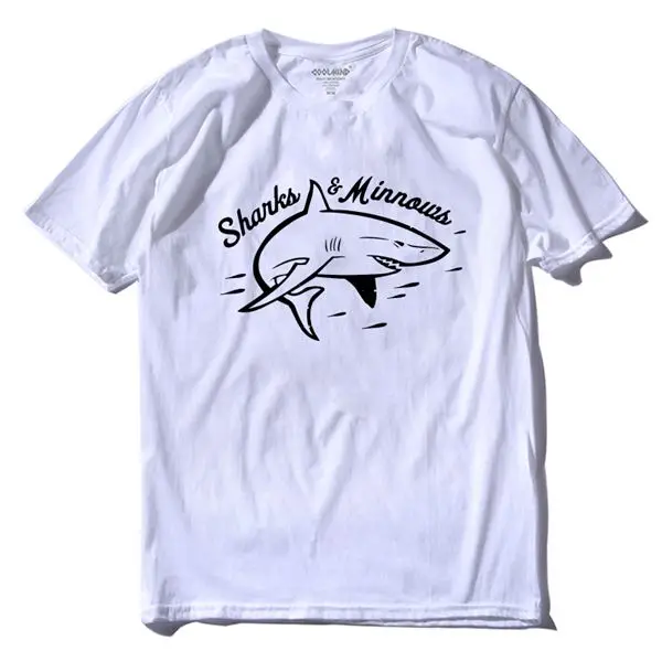 

COOLMIND QI0253A summer cool T shirt printing 100% cotton summer short sleeve shark print men tshirt men t-shirt tee shirt