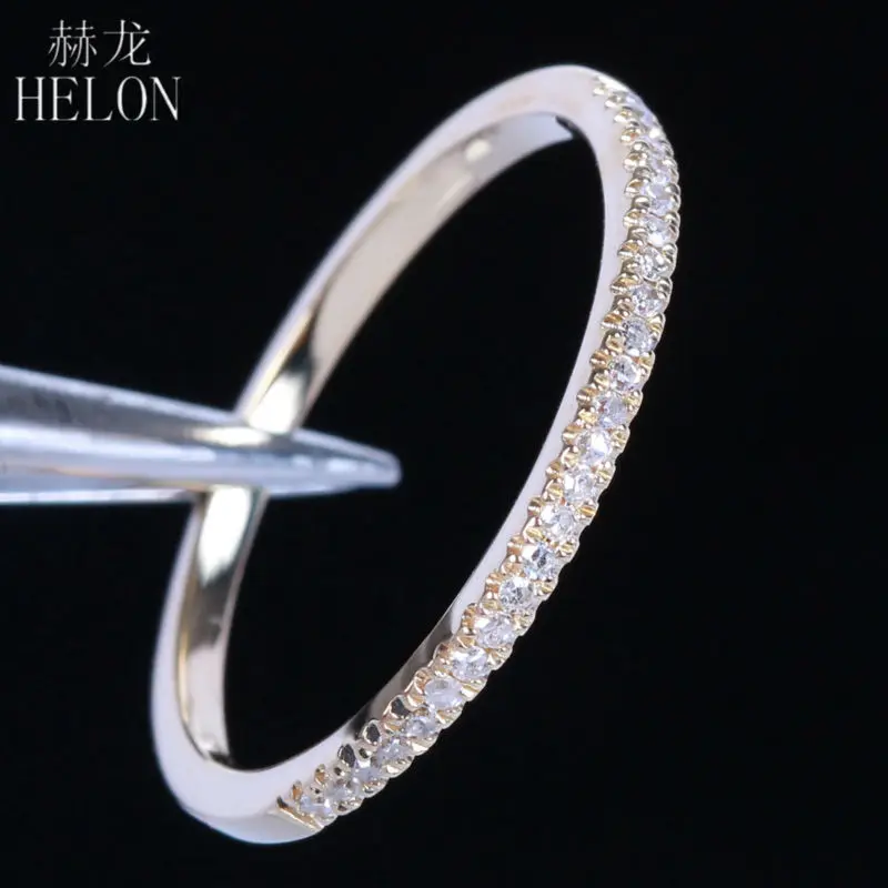 HELON Solid 10 K желтое золото проложить натуральный алмаз Половина Вечности обручальное свадебное кольцо браслет вечерние ювелирные изделия Женское кольцо тренд
