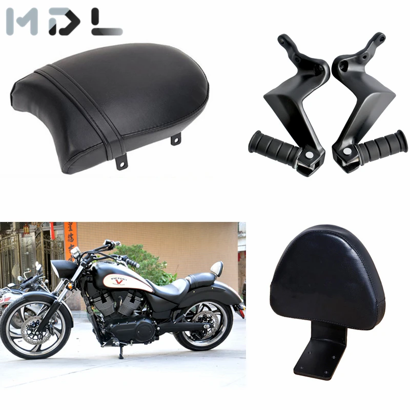 

Rear Passenger Foot Pegs Footrest Seat Pillion Cushion Pad Backrest Pad Sissy Bar For Victory Vegas Gunner High-Ball Boardwalk