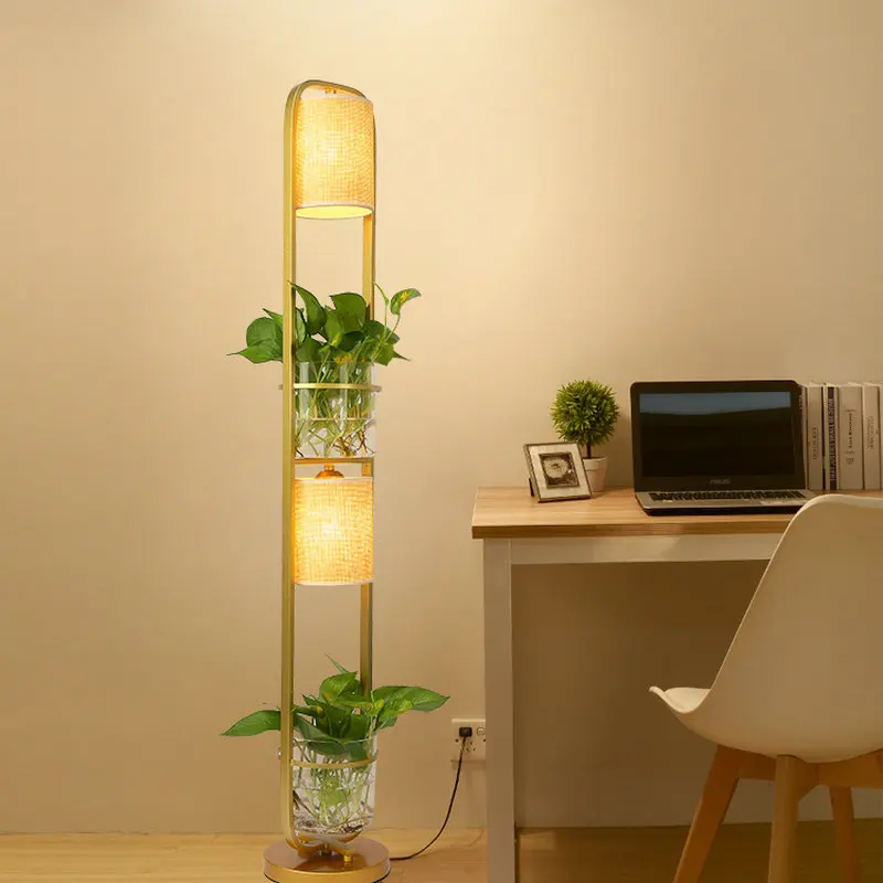 Artpad Modern Chinese Decoration Plant Flower Floor Lamp Fabric