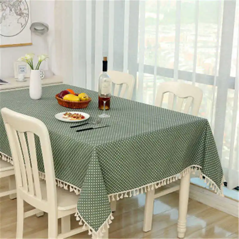 

Waterproof Tablecloth Anti-Scalding Cotton Linen Blend Rectangular Knitted Table Cloth Oilproof Dining Table Cover Home Textile