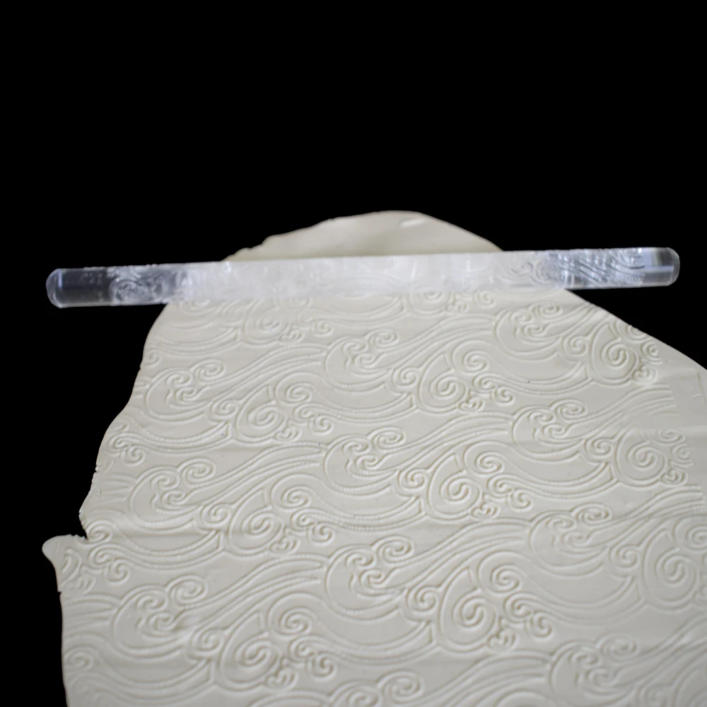 

Wave Pattern Transparent Acrylic Rolling Pin Clay DIY Embossing Texture Print Klei Polymer Clay Tools roll