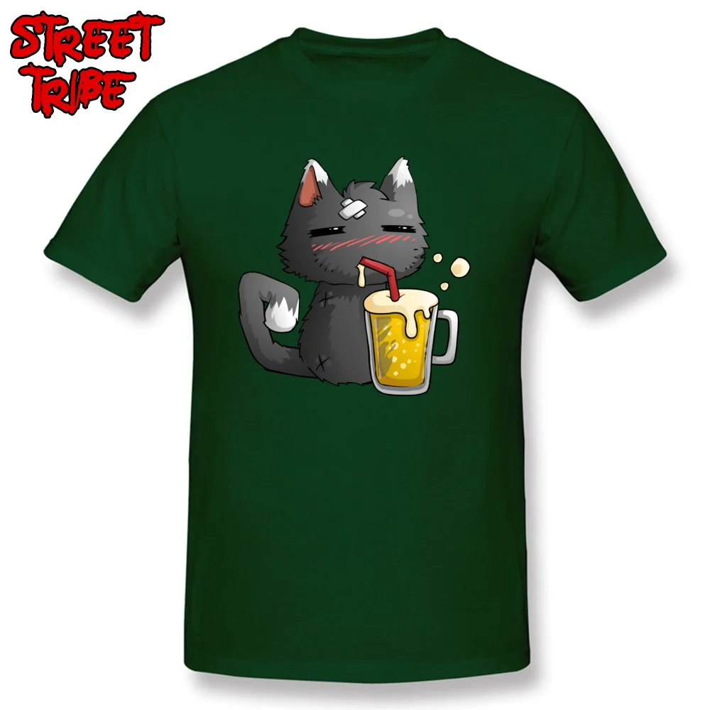Europe Crew Neck T Shirt Summer Tops & Tees Short Sleeve Family 100% Cotton Slim Fit Tops T Shirt Printed Men's beer cat team fortress 2 ale game dark