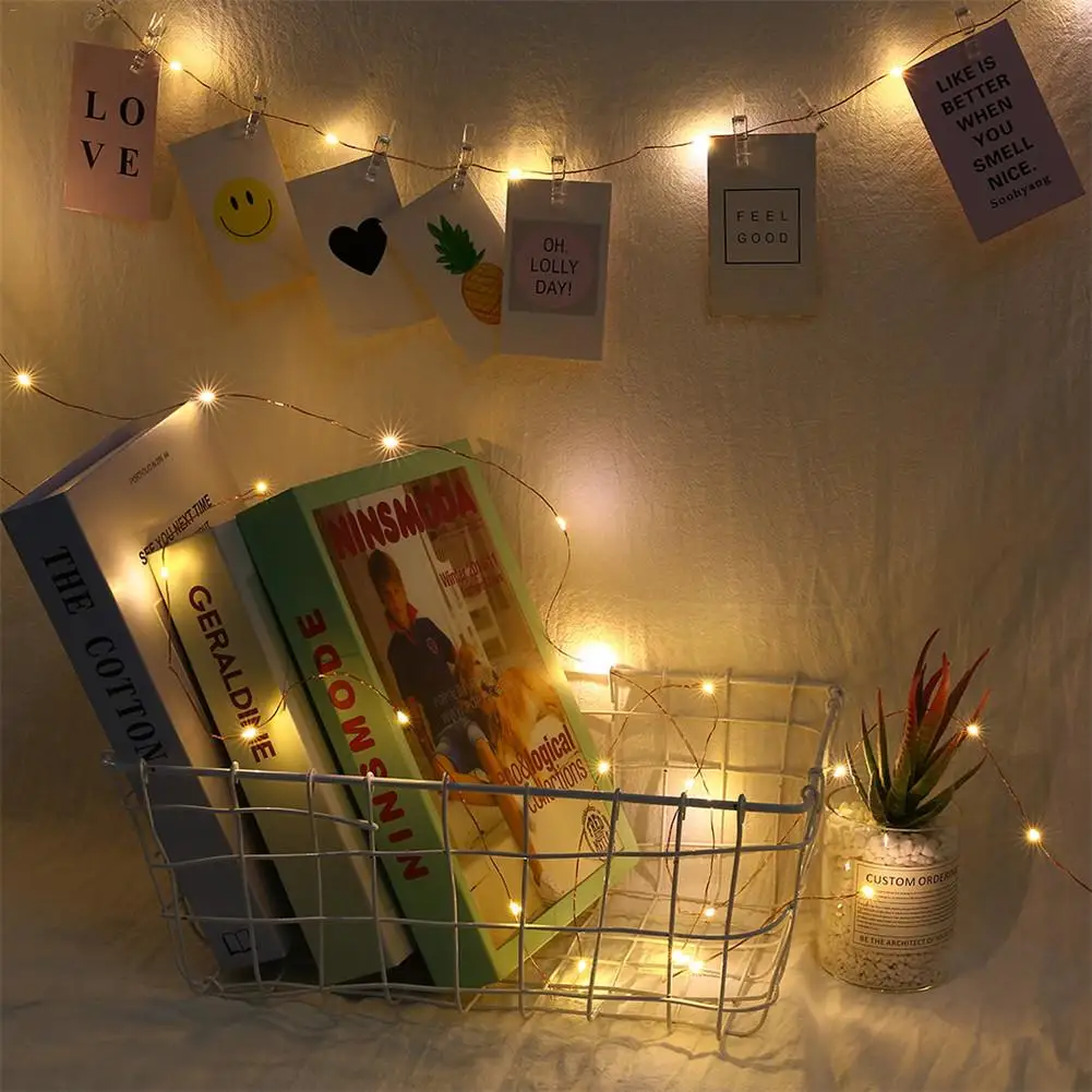 

17Ft 50led Photo Clip USB LED String Lights Fairy Lights Outdoor Battery Operated Garland Christmas Decoration Party Wedding Xma