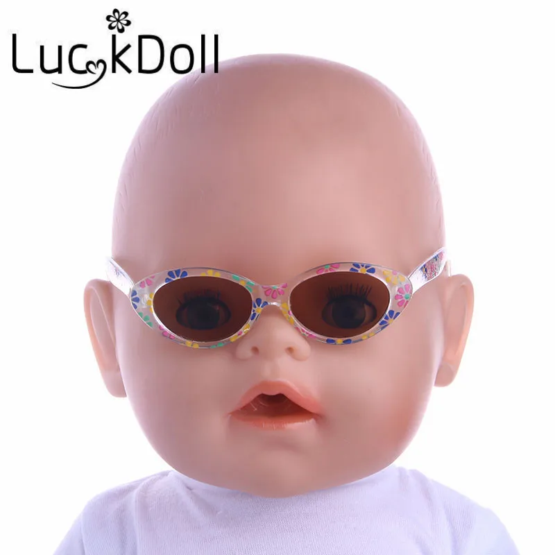 LUCKDOLL печатные рамки солнцезащитные очки подходят 18 дюймов американский и 43 см детская кукла одежда аксессуары, игрушки для девочек, поколение, подарок на день рождения