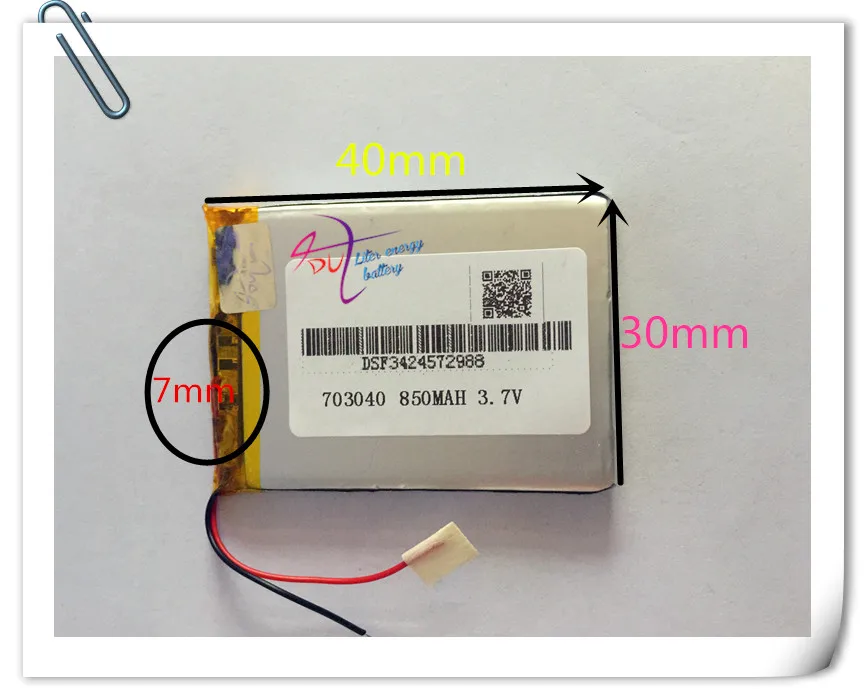 

wholesale 10 pcs 3.7V 850mAh 703040 Lithium Polymer LiPo Rechargeable Battery For Mp3 Mp4 Mp5 PAD DVD E-book bluetooth headset