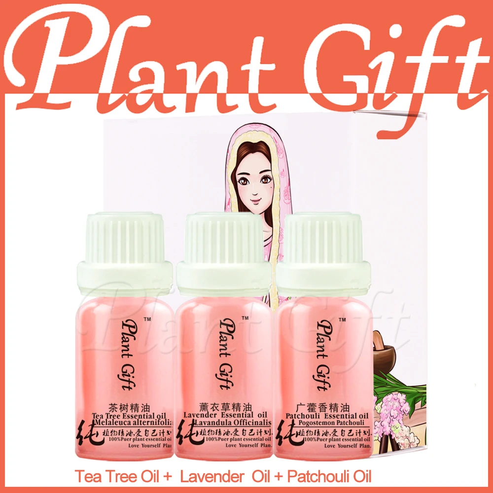 10ml 3pcs Tea Tree Lavender Patchouli Essential Oil Whitening