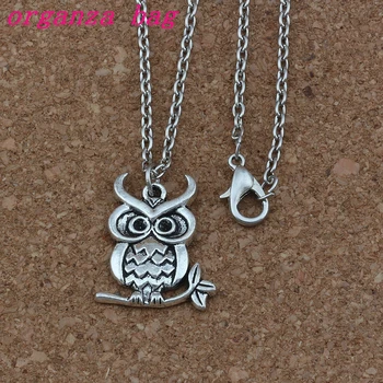 

24pcs / lot Zinc alloy Owl Charms Pendant Necklaces 18 inches Chains Jewelry DIY A-235d