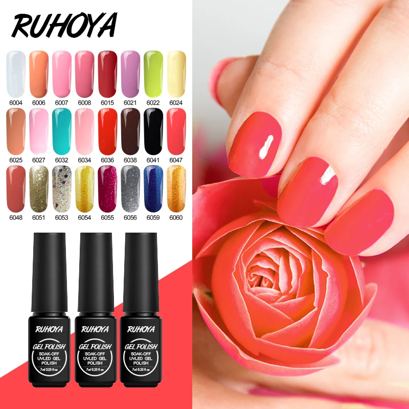 

Ruhoya Enamel Permanent UV Led Colorful Vernis One Step Gel Nail Polish Manicure Lacquer No Need Base Top Coat Gel Varnishes