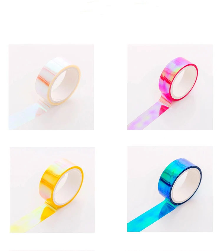 Lychee Life Laser Rainbow маскирующая Лента Скрапбукинг фольга Блестящая Бумага васи лента комплект для рукоделия стикер подарки для детей